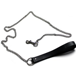 BDSM Leash / Leather Leash with Chain image 6