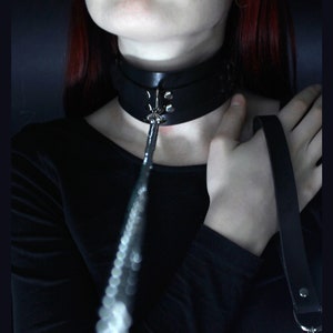 BDSM Leash / Leather Leash with Chain image 4