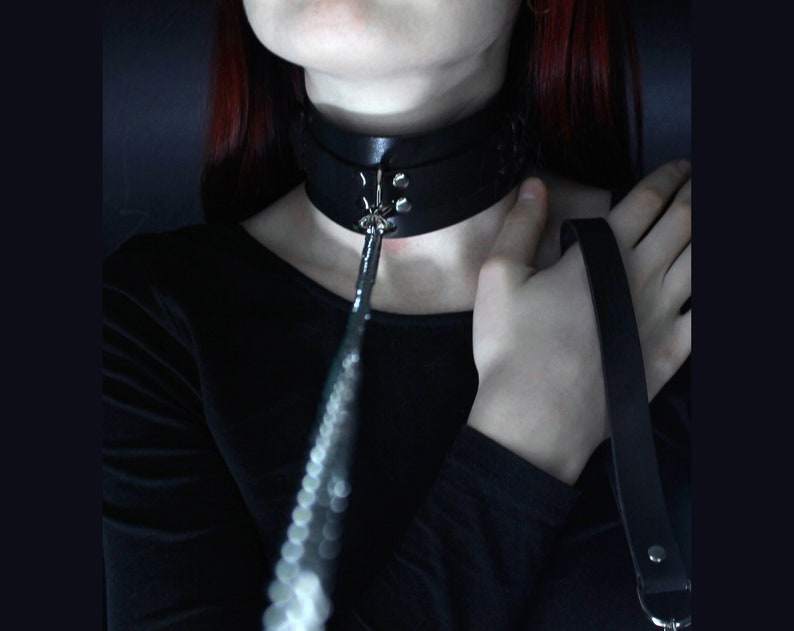 BDSM Leash / Leather Leash with Chain image 4