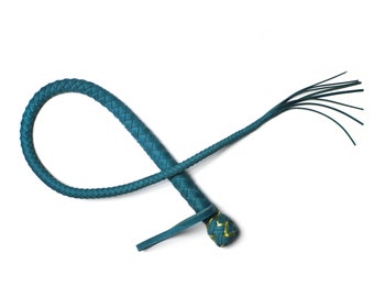Aquamarine Leather Whip: Silicone Core, Tassel