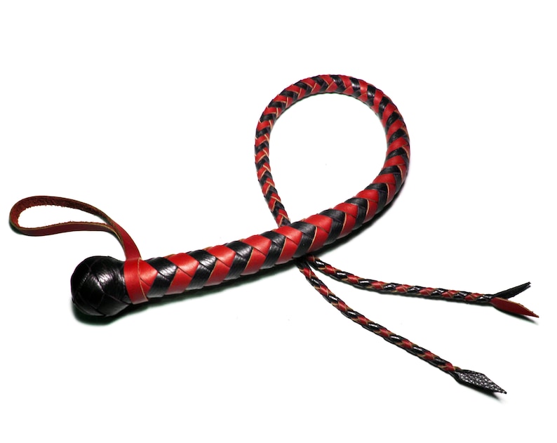 BDSM Whip with Split Tongue / Leather Snakewhip / Short Whip image 5