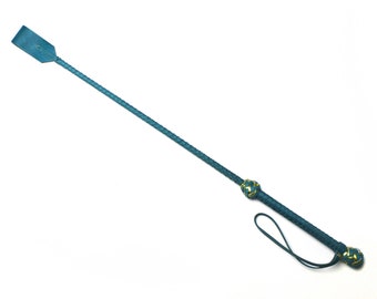 Premium Leather Crop / Aquamarine Spanking BDSM Crop / Riding Crop for Spanking / BDSM Crop