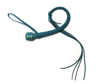 Aquamarine Dog Whip / Sicone Core Whip / Snake Whip / BDSM Whip / Leather Whip