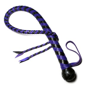 BDSM Whip with Split Tongue / Leather Snakewhip / Short Whip image 4