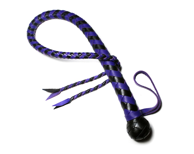 BDSM Whip with Split Tongue / Leather Snakewhip / Short Whip image 4