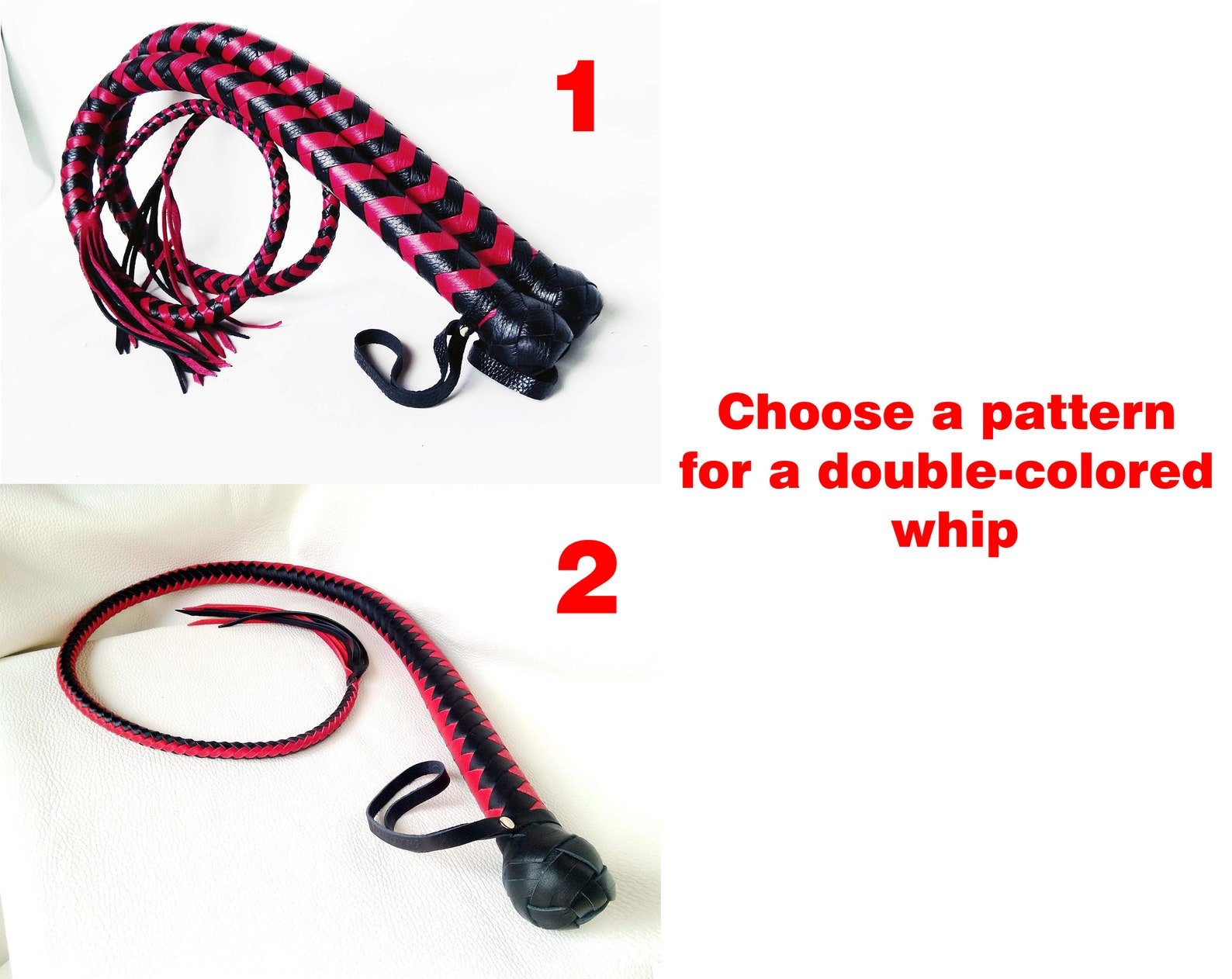 Double Colored BDSM Whip with Tassel / Leather Snake Whip / Etsy