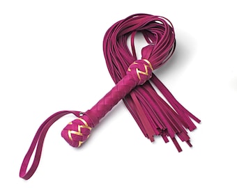 Premium Leather Flogger for BDSM / Fuchsia BDSM Flogger / BDSM Whip