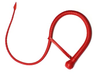 Premium Red Leather Snake Whip, Single Tail Stinger Snakewhip, Impact Play