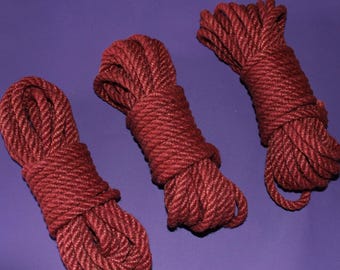 3 red shibari ropes set 26 ft (8 m)