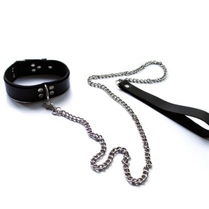 BDSM Leash / Leather Leash with Chain image 7