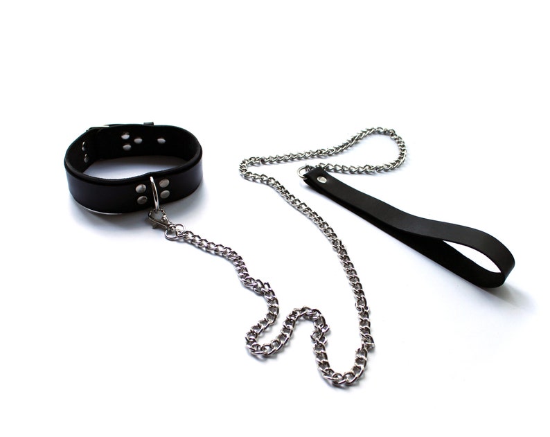 BDSM Leash / Leather Leash with Chain image 7