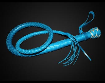 Leather BDSM Whip: Silicone Core, Handcrafted, 49-inch