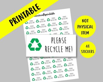 PRINTABLE Please Recycle Me Stickers Save The Planet Stickers Environment Stickers Recycling Stickers Cute Kawaii Downloadable Stickers