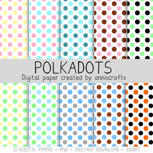 DIGITAL Paper Polkadots Colorful Commercial Use Scrapbook Paper Instant Download Printable Paper AnniscraftsPrintable