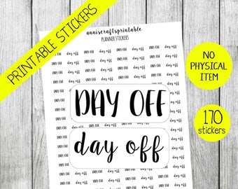 PRINTABLE Day Off Planner Stickers Print And Cut At Home Printable Stickers Day Off Text Stickers Happy Planner Stickers Download Stickers