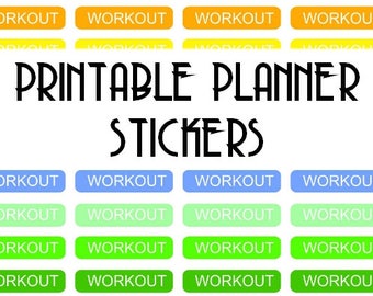 DRUCKBARE Regenbogen Workout Gym Training Planner Aufkleber druckbare Instant Download Workout Aufkleber Gesundheit Planner Aufkleber Erin Condren