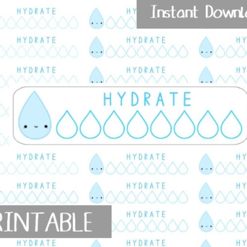 PRINTABLE Hydrate Planner Stickers Digital Download Happy - Etsy