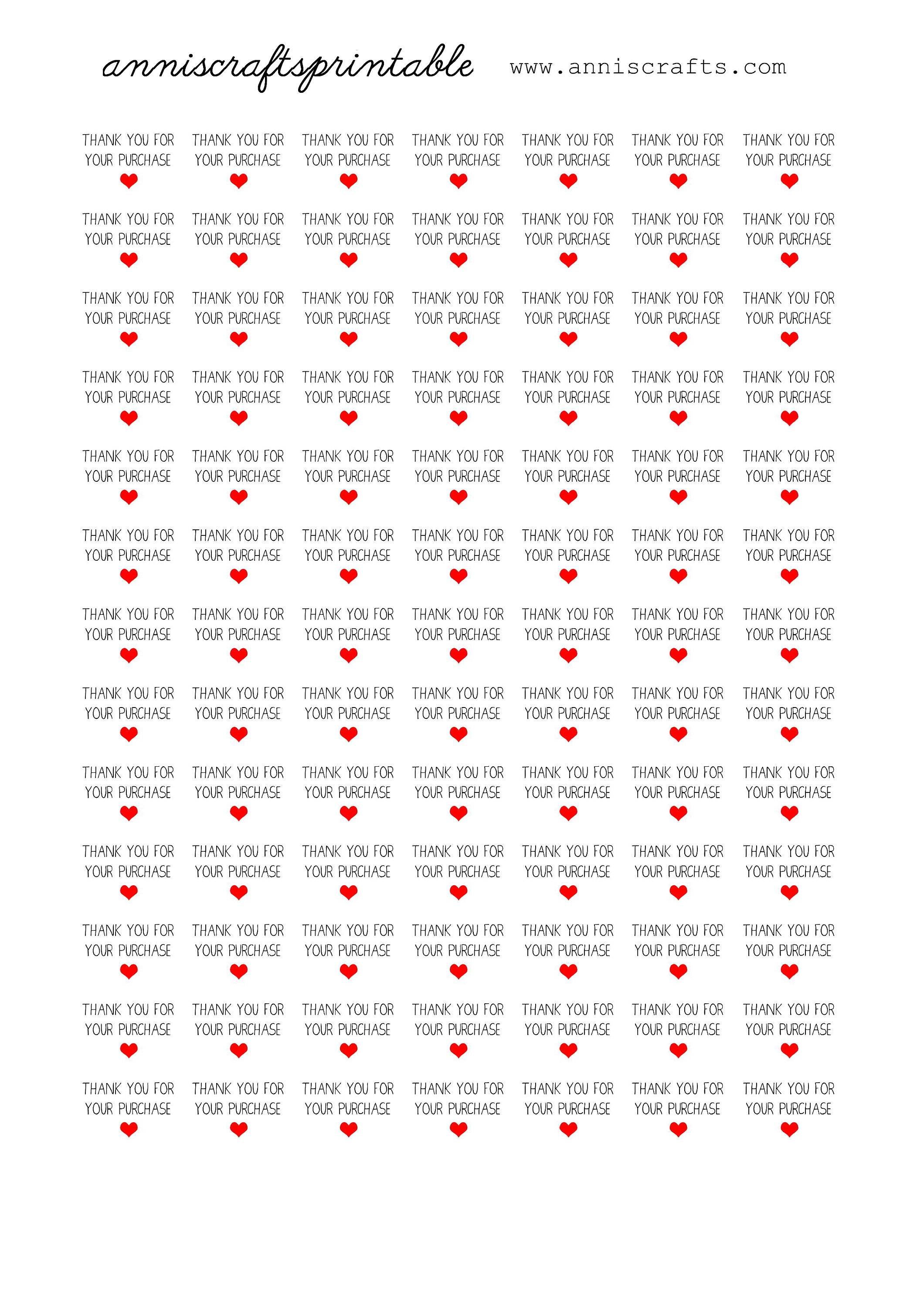 PRINTABLE Thank You for Your Purchase Rectangle Stickers Cut Yourself ...