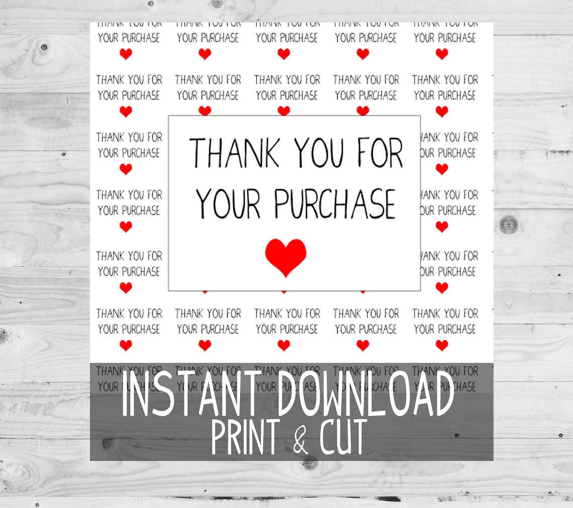 PRINTABLE Thank You for Your Purchase Rectangle Stickers Cut Yourself ...