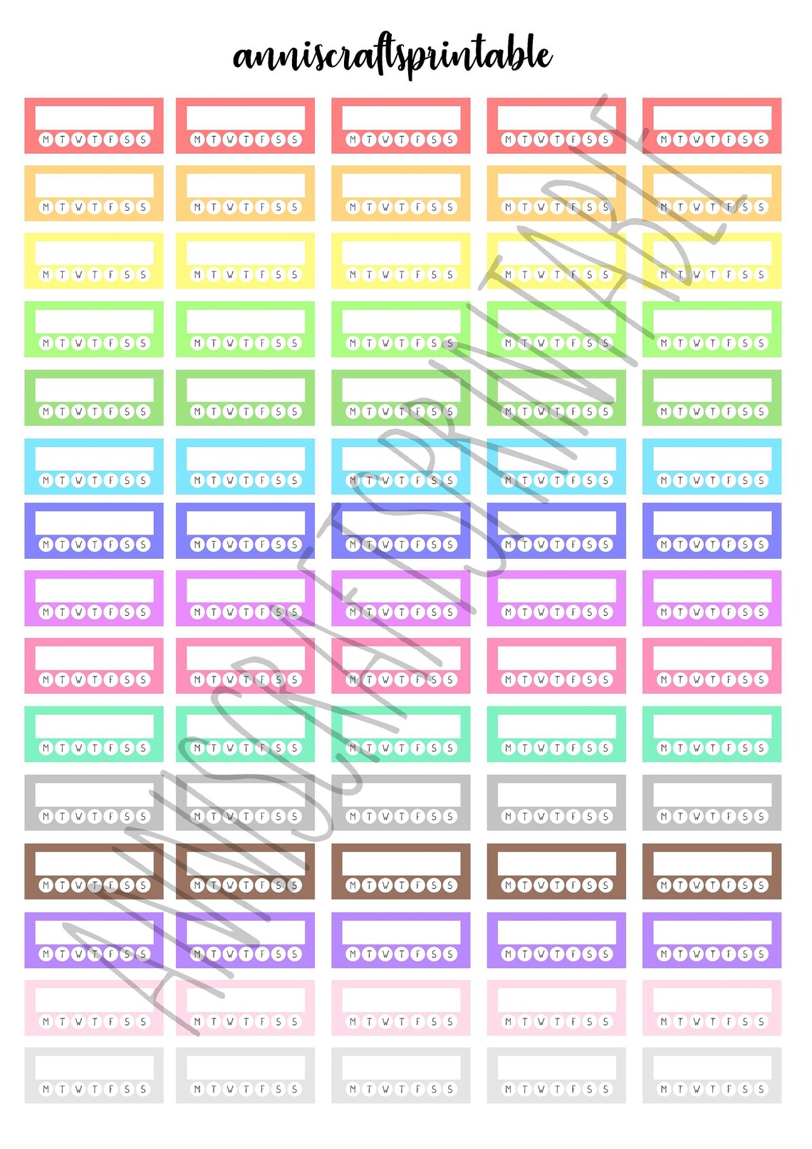 PRINTABLE Habit Tracker Planner Stickers Downloadable Stickers Rainbow ...