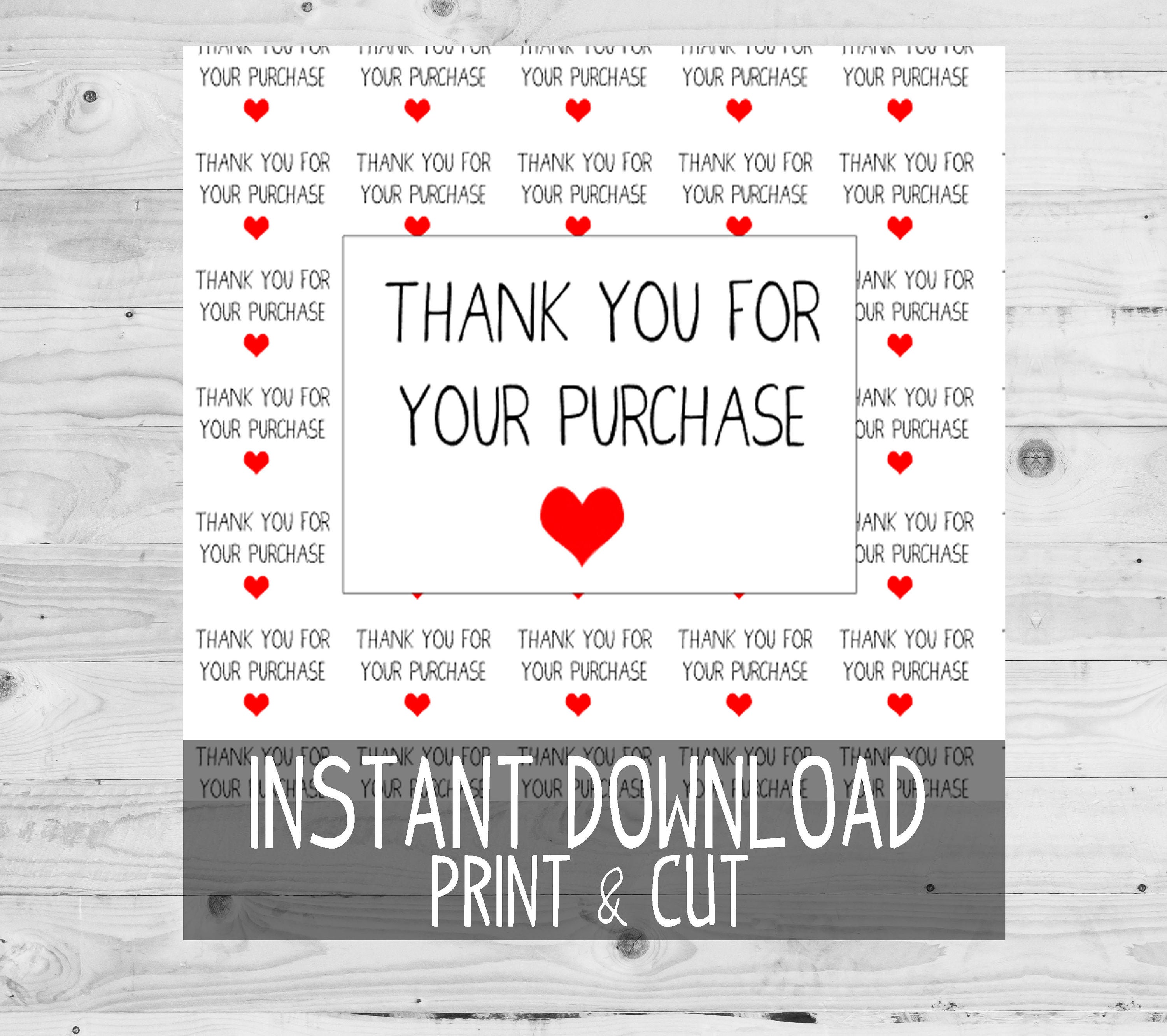 PRINTABLE Thank You For Your Purchase Rectangle Stickers Cut Etsy