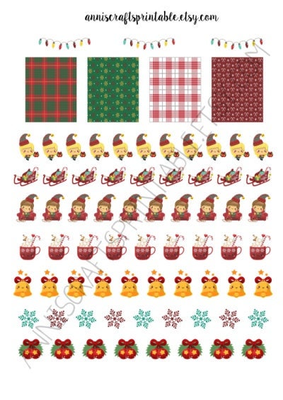 PRINTABLE Christmas Stickers Planner Cute Kawaii Planner Stickers ...