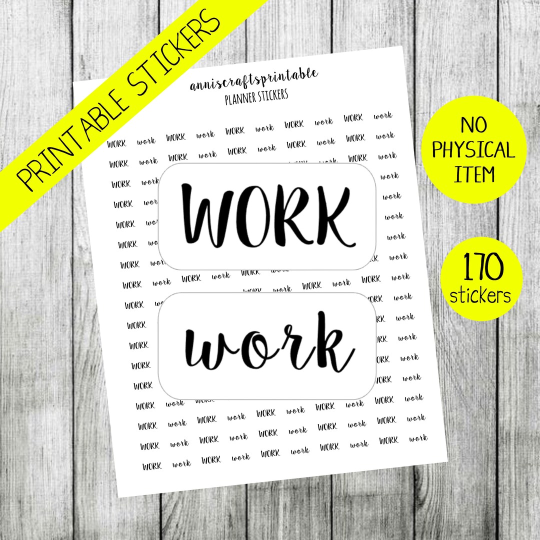 PRINTABLE Work Planner Stickers Handwritten Font Planner Stickers ...