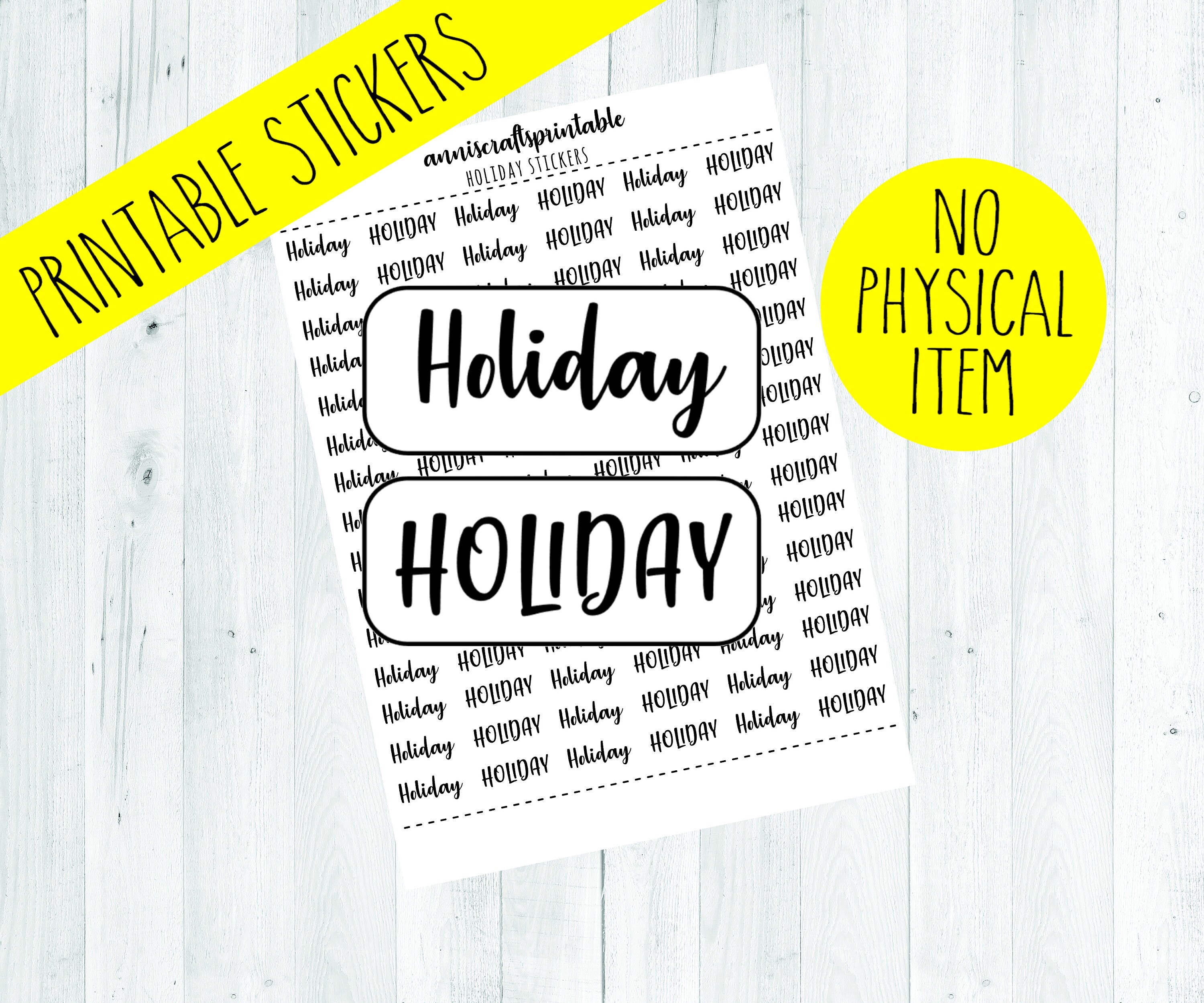 printable holiday planner stickers holiday text script etsy