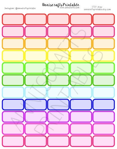 PRINTABLE Rainbow Half Box Planner Stickers Colorful Pastel Functional ...