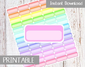 May include: Printable rainbow colored labels with blank spaces for writing. The labels are arranged in rows and columns. The text "Instant Download" and "Printable" are visible in the image.