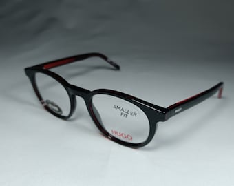 Hugo Boss, eyeglasses, round, oval, burgundy, frames, New Old Stock, ultra vintage
