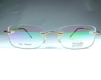 Eyeglasses, rimless, Beta Titanium, frames, IYE-Japan, New Old Stock, ultra vintage, rare