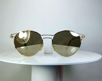 Luxury frames PRADA Italy cat eye butterfly scallop oval Gold plated