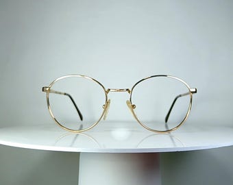 Lunettes de vue LUXOTTICA ovales Panto Montures plaquées or New Old Stock