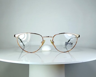 Brille LUXOTTICA oval Cat Eye vergoldete Rahmen New Old Stock