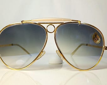 Occhiali da sole modello Aviator Shooter placcati oro ERMOSOL Italia, nuovi, fondo di magazzino.