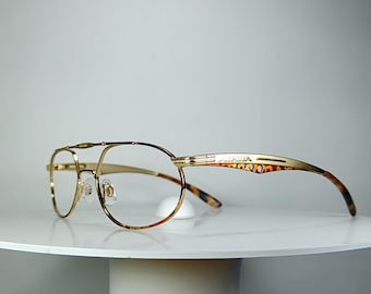 Luxury eyeglasses ALPINA TESTAROSSA oval pilot Gold plated frames New Old Stock hyper vintage very rare