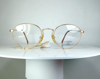 Luxus Brille CITIZEN oval Vergoldetes Pure Titanium New Old Stock