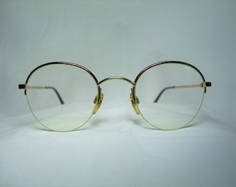 Emporio Armani, lunettes, demi jante, plaqué or, rond, ovale, cadres, hommes, femmes, super vintage