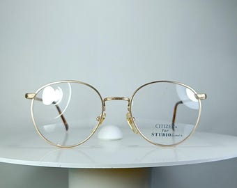Luxury eyeglasses CITIZEN oval Gold plated Pure Titanium frames New Old Stock
