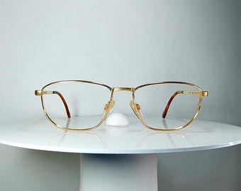 Eyeglasses CERRUTI angular oval Gold plated Titanium frames New Old Stock iconic