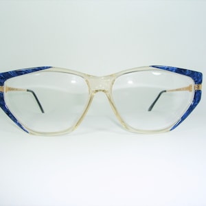 Vintage Yves Saint Laurent Eyeglasses, Blue Art Deco Frames
