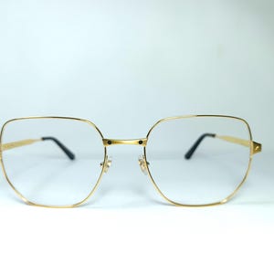 Lunettes de vue, Plaqué or, CARTIER Santos, hexagonales, ovales, montures, New Old Stock, hyper vintage, rare