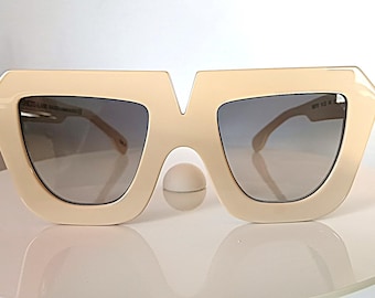 Luxury sunglasses, Ernesto Alaimo, oversized, chunky, square, oval, Fantasy vintage, New Old Stock, rare