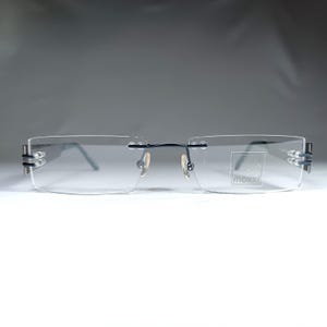 Eyeglasses, rimless, Moxxi, oval, square, Titanium alloy, frames, New Old Stock, daring vintage, rare