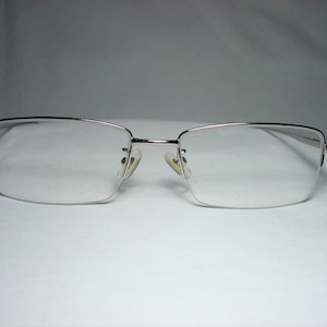 Excellant, Platinum plated Titanium, square, half rim, eyeglasses, frames, men's, women's, unisex, super vintage