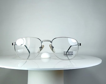 Lunettes de vue BEAU MONDE en alliage de titane, monture carrée ovale gris étain Neuf Old Stock