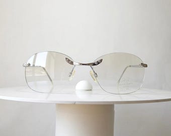 Rimless Sunglasses ALICE GATTI Platinum plated Matrix Style NOS