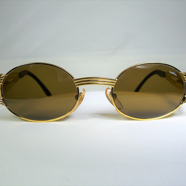 Castellani, sunglasses, oval, Detective's Special, gold plated, men's, women's, NOS, hyper bling vintage, rare