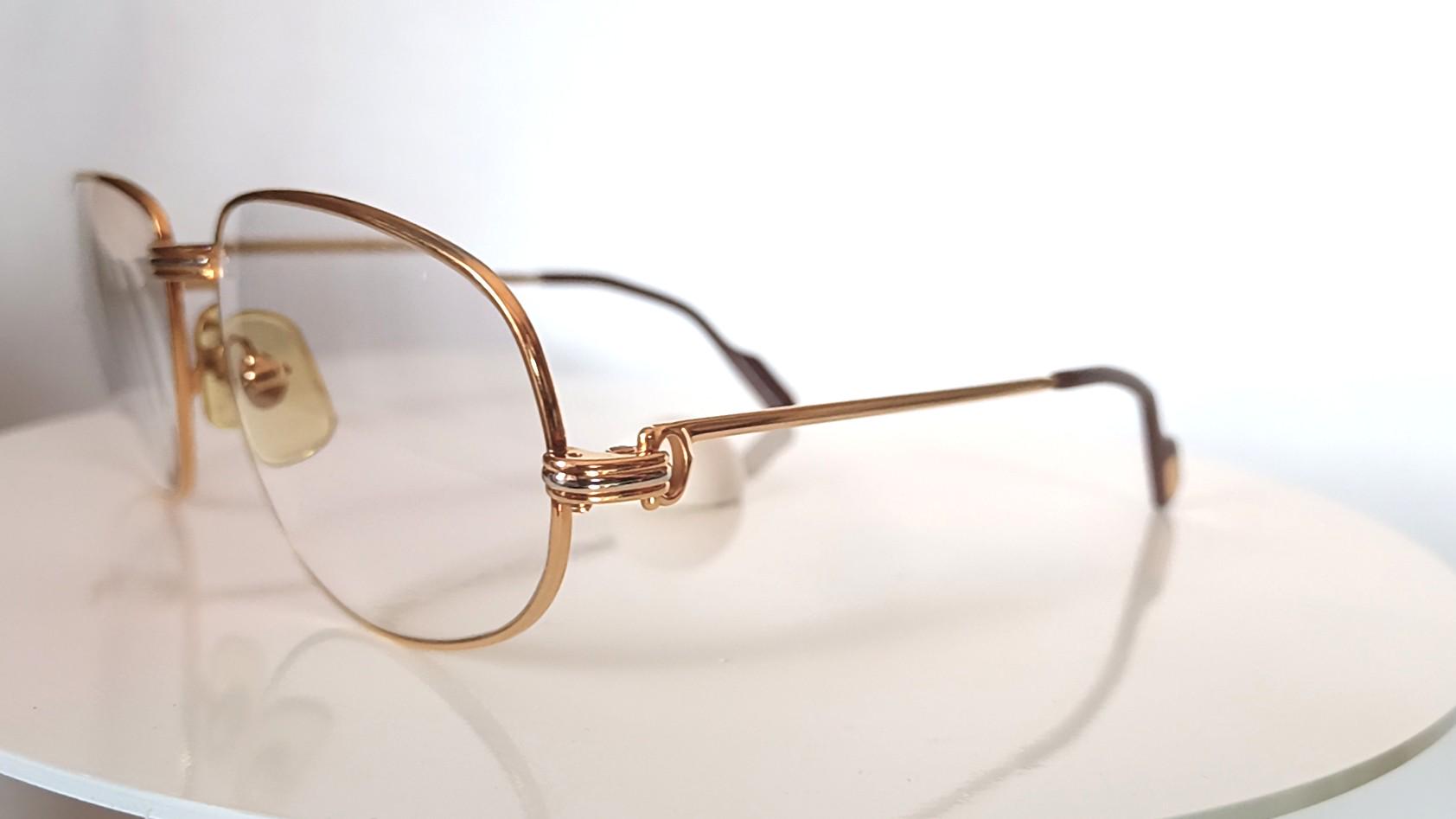 Vintage Cartier Gold Filled Eyeglasses, Romance LC Trinity Aviator 